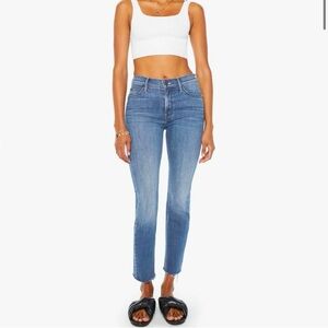 MOTHER The Mid Rise Dazzler Ankle Fray We The Animals Denim Jeans 27 Medium Wash